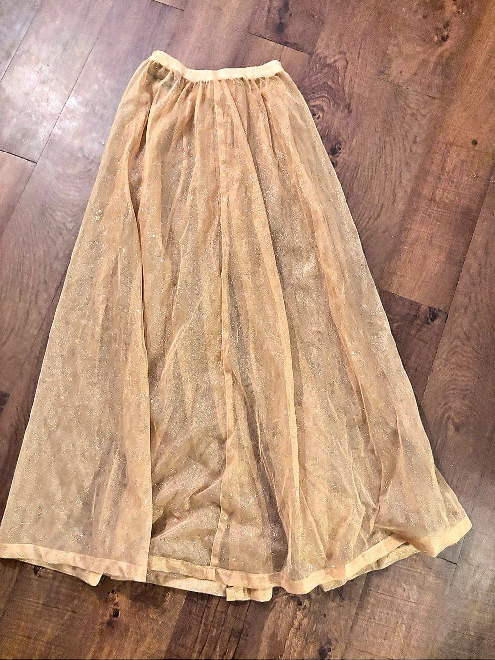 Daisy Glitter Tulle Maxi Skirt in Gold